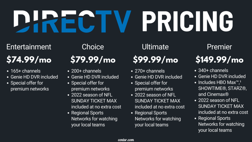 directv stream pricing